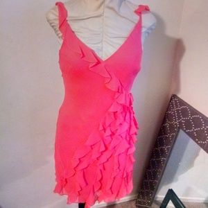 BCBG MAXAZRIA SILK RUFFLED DRESS